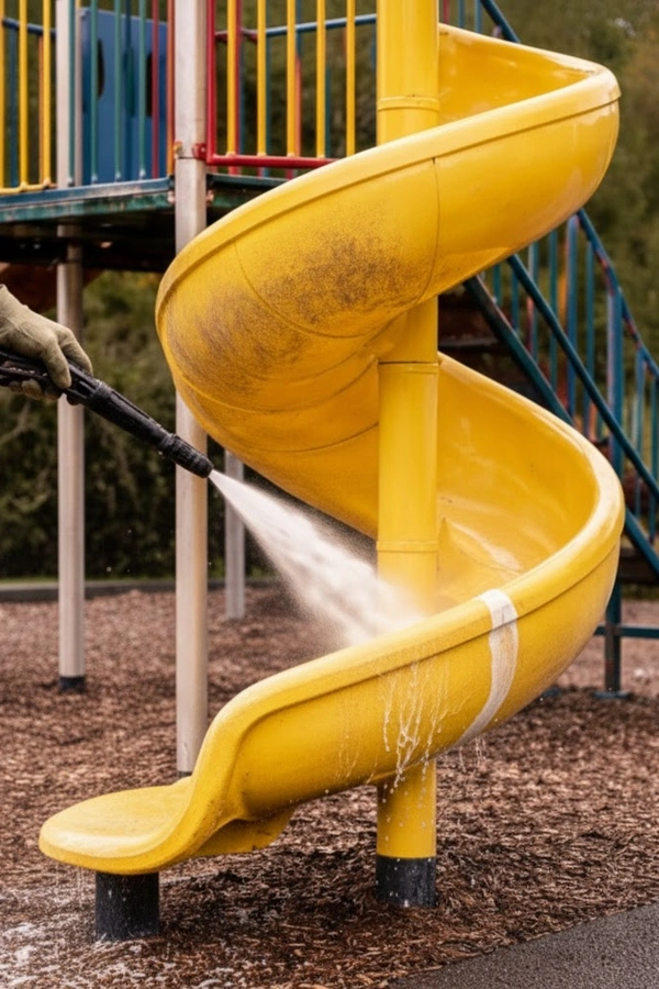 Man cleaning playground
